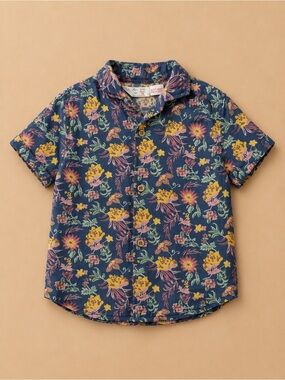 Zara Baby Boy Floral Hawaiian  Button Up Shirt 2-3Y
